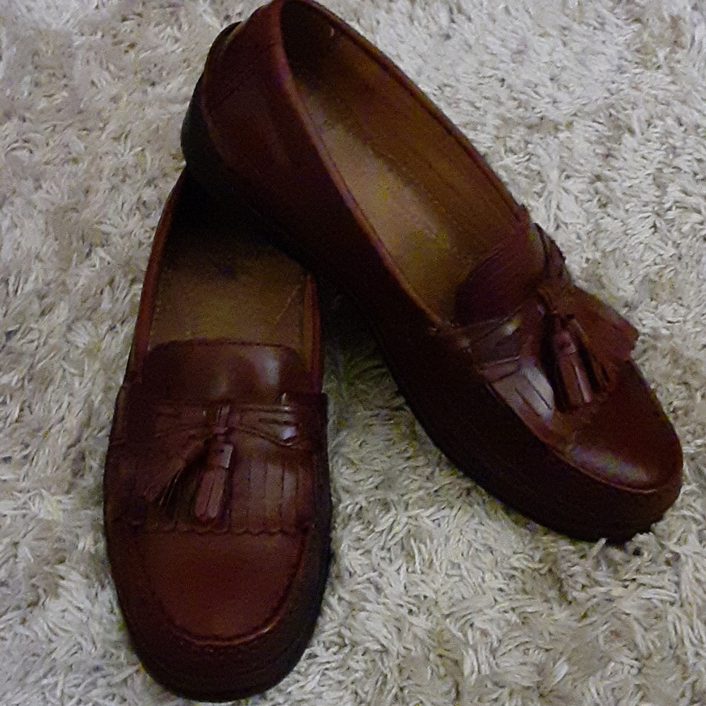 Dockers brown leather tassel loafers padded insole rubber sole size 8.5 …EUC